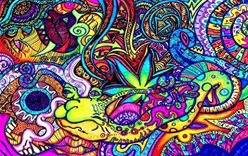 NewBrightBase Psychedelic Trippy Art Fabric Cloth Rolled Wall Poster Print - Size: 21" x 13"