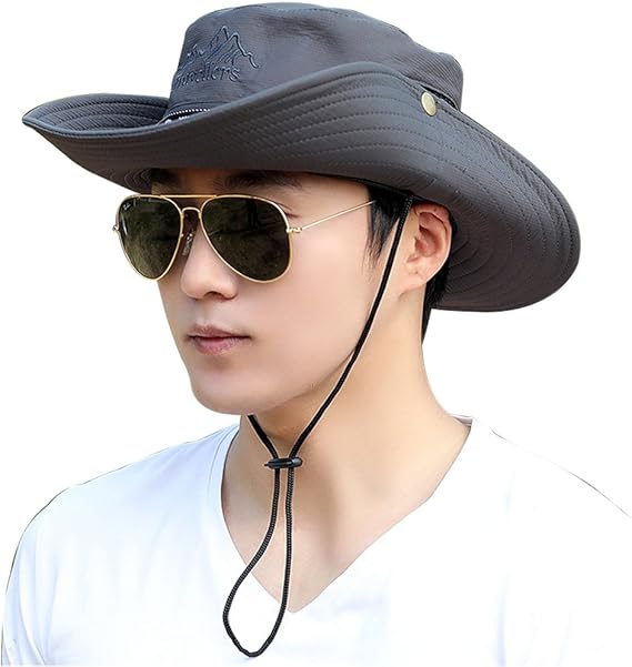 Amazon Co Jp 男の夏の漁師の帽子の日の帽子は車に乗って帽子をかぶせて釣りに登って釣りをします ダークグレー 服 ファッション小物