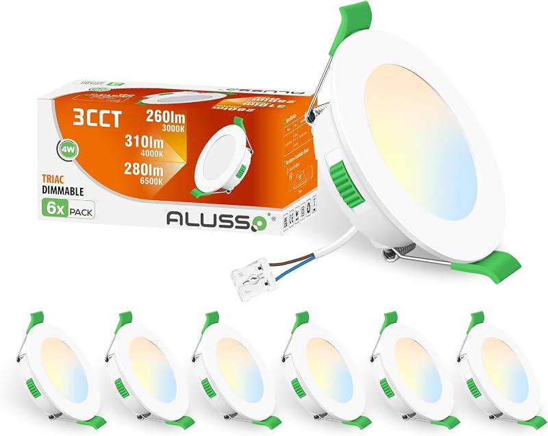 ALUSSO LED Recessed 4W 68mm Cutout 120° Dimmable 6 Pack Warm to Cool