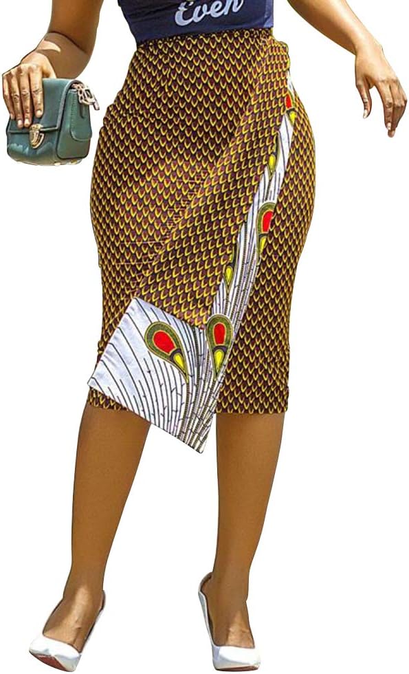 VERWINKnee-Length Bodycon Polka Dots Print Office Lady Women's Skirt Irregular Pencil Skirt