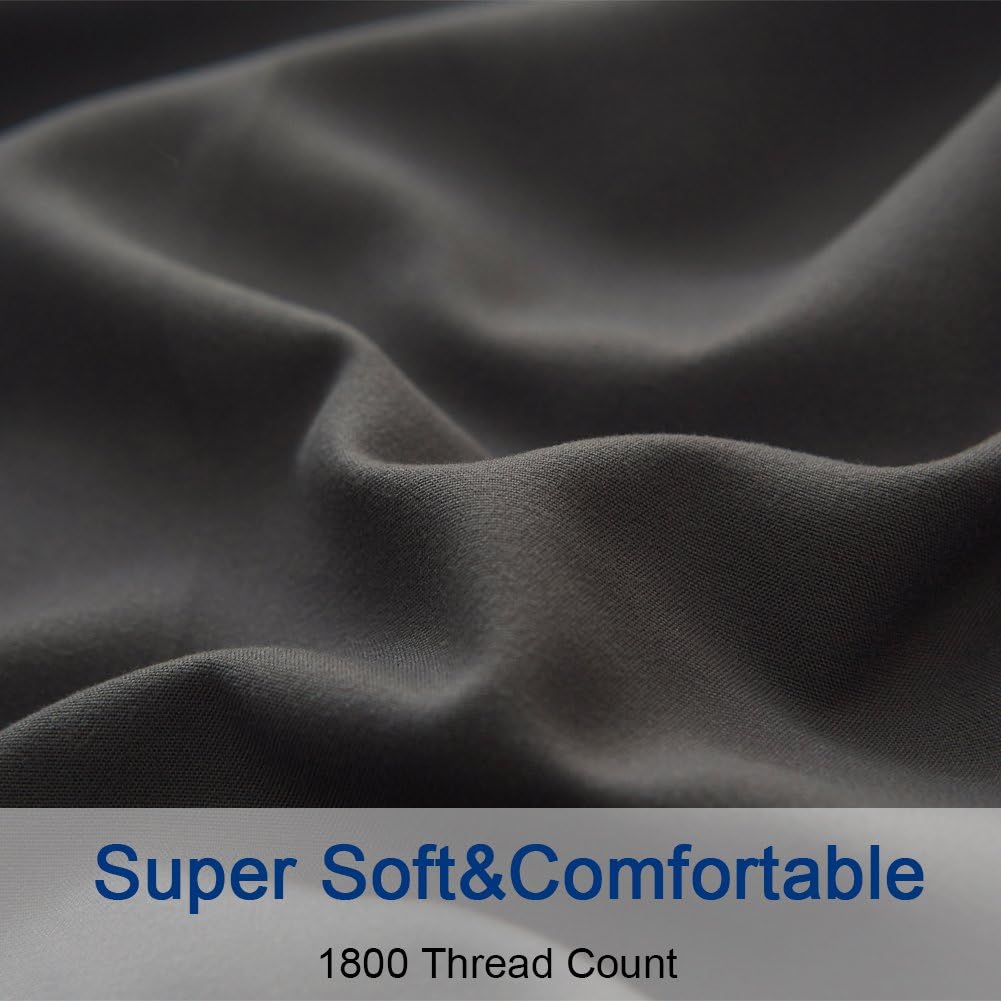SONORO KATE Bed Sheet Set Super Soft Microfiber 1800 Thread Count Luxury Egyptian Sheets Fit 18-24 Inch Deep Pocket Mattress Wrinkle and Hypoallergenic-4 Piece (Dark Grey, Queen): Home & Kitchen