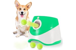 HOMEYLON Best Automatic Ball Launcher for Dogs, USB Rechargeable Power - Indoor & Outdoor Dog Ball, Interactive Dog Fetch Tennis Ball Launcher Machine Toy for Small and Medium Dogs Comes with 3 Tennis Balls