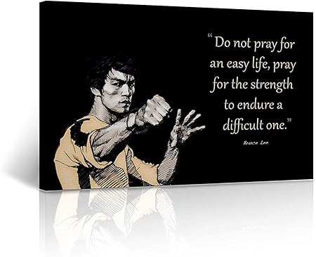 Amazon Com Lb31 Bruce Lee Canvas Print Prey For The Strength Quote Inspirational Motivational Wall Art Black And White Wall Art Home Decor 8x12inch Everything Else