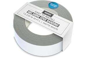 WoodPress® 1 & 3/16 inch Matt White Melamine Edge Banding, Pre-Glued Veneer Tape – 25 ft Roll - Iron-On for Easy DIY Application – Will Cover The Edge of a Standard 8' x 4' MDF Panel