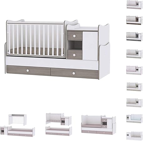Lit Bebe Evolutif Combine Minimax 3en1 Lorelli Blanc Cafe Le Lit Bebe Se Transforme En Bureau Armoire Lit D Adolescent Lorelli Amazon Es Bebe