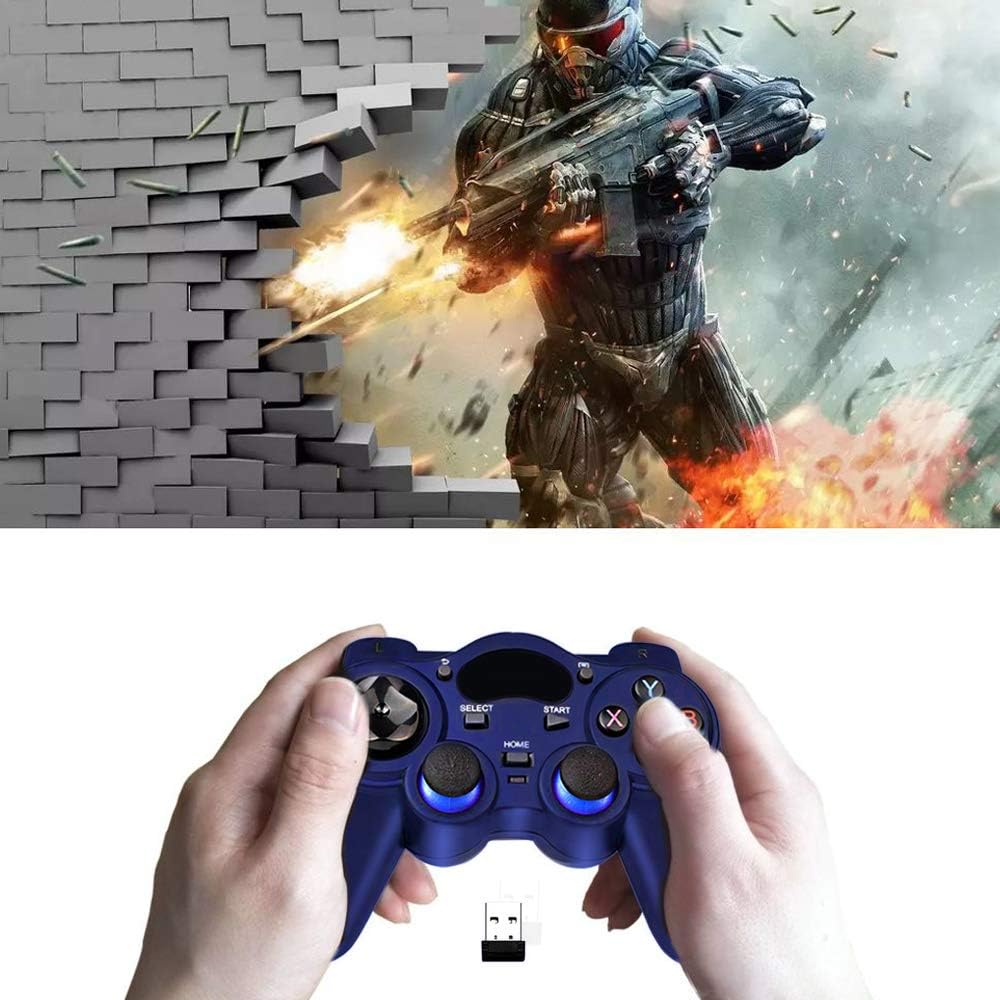 USB Wireless Gaming Controller Gamepad for PC/Laptop Computer(Windows XP/7/8/10) & PS3 & Android & Steam (Blue): Computers & Accessories
