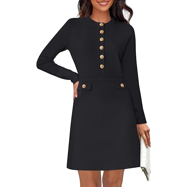 Amazon.com: MEROKEETY Women's Knit Bodycon Sweater Dress Button
