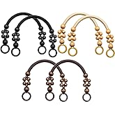6PCS Wooden Beaded Bag Handles 3 Colors Purse Handles Nylon Rope Purse Straps Replacement U-Shape Handbag Handle for Bag Making Shoulder Bag Handbag DIY Crochet Bag,18 Inch