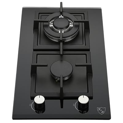 K&amp;H 2 Burner 12&quot; Built-in NATURAL Gas Glass Cast Iron Cooktop 2-GCW