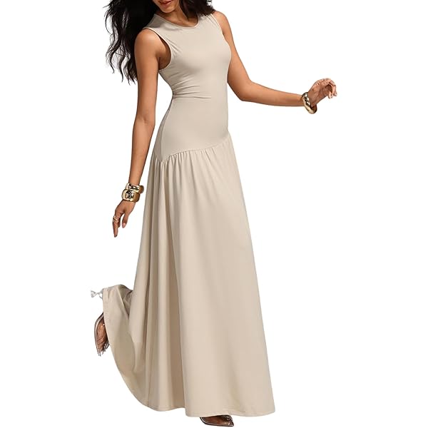 open lace back dress CUTEGAL Apricot Sleeveless Drop Waist Maxi Dress