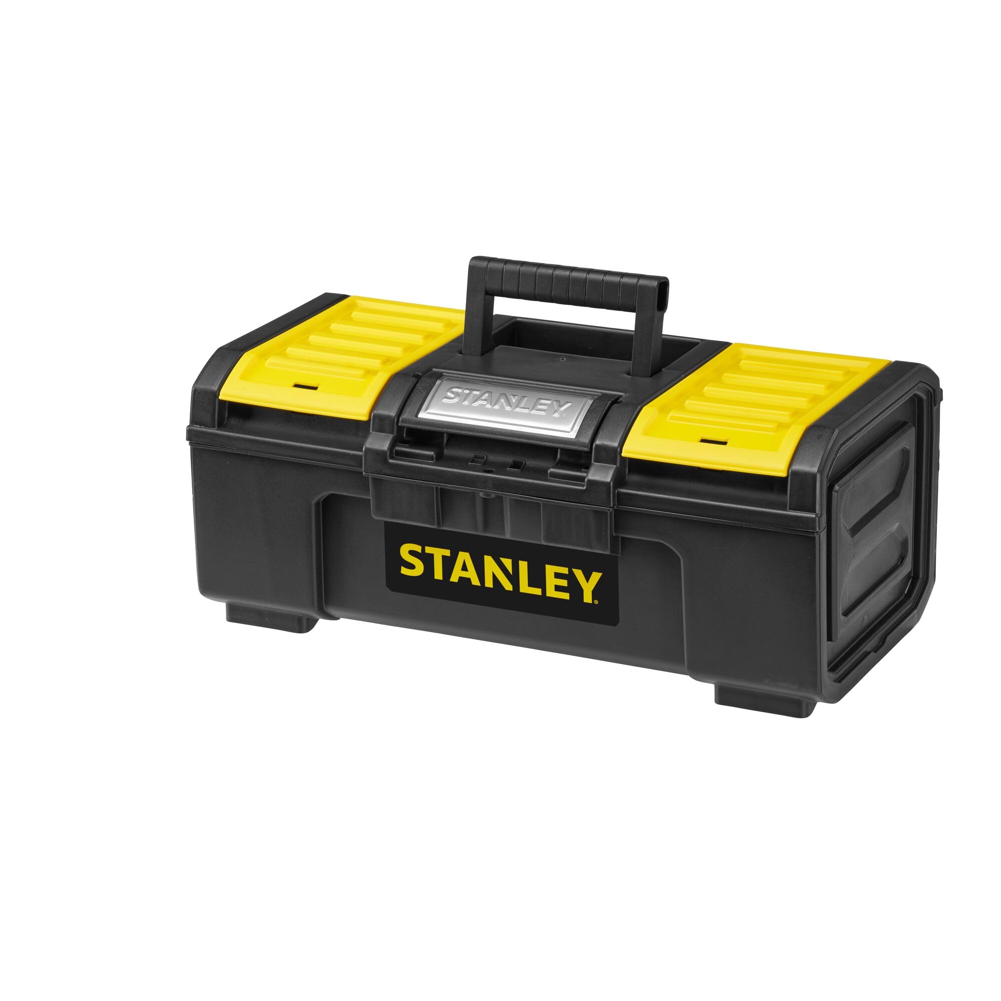 STANLEY 16 Inch One-Touch Tool Box, Heavy-Duty Tool Storage with Removable Tote Tray, Secure Padlock Eye, Easy-Access Organiser Compartments, Compact & Durable Toolbox - 1-79-216