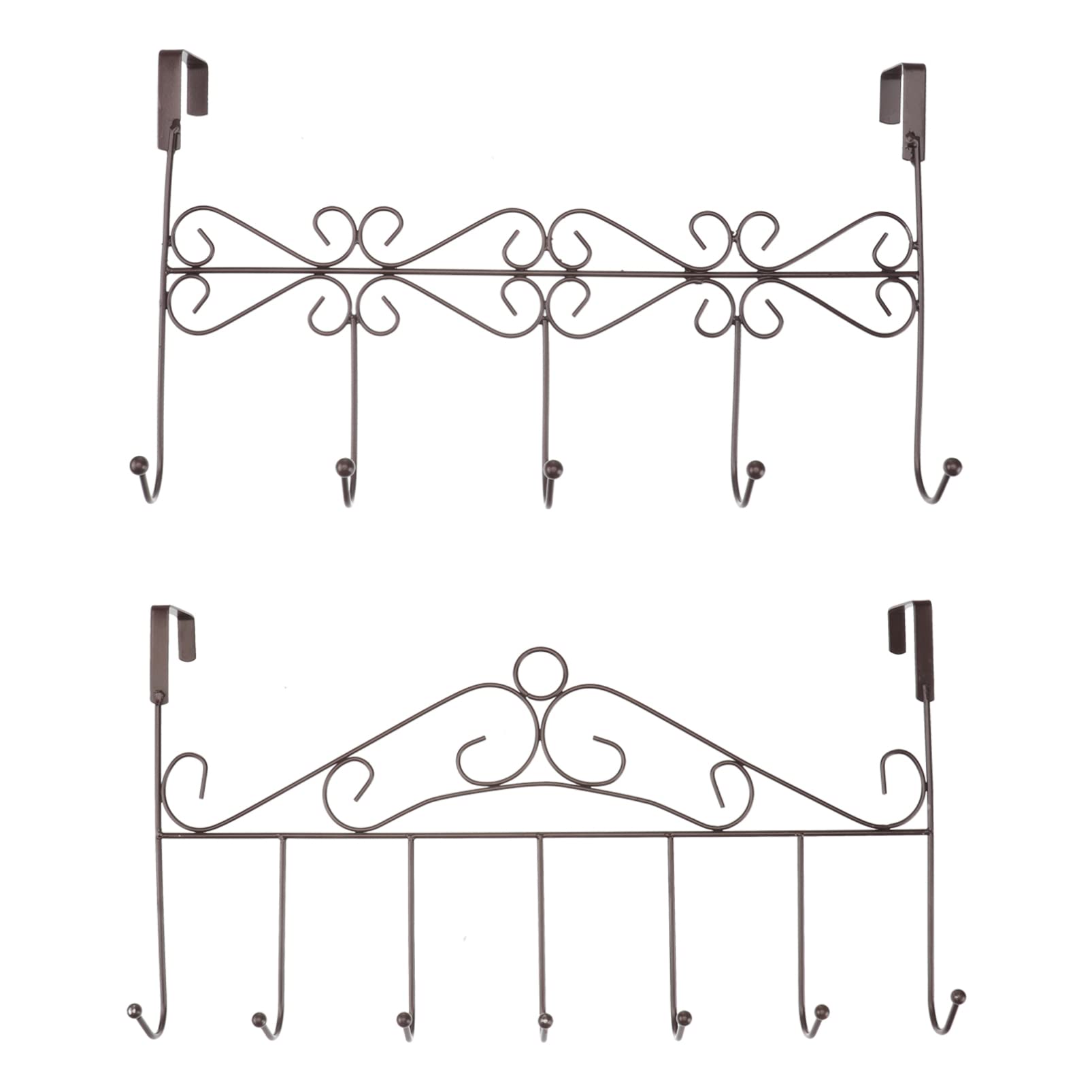 ULTECHNOVO Pack of 2 Over the Door Hooks, Decorative Door Back Hooks, Door Rear Row Towel Hooks, Clothes Organiser for Clothes Hats, Coats