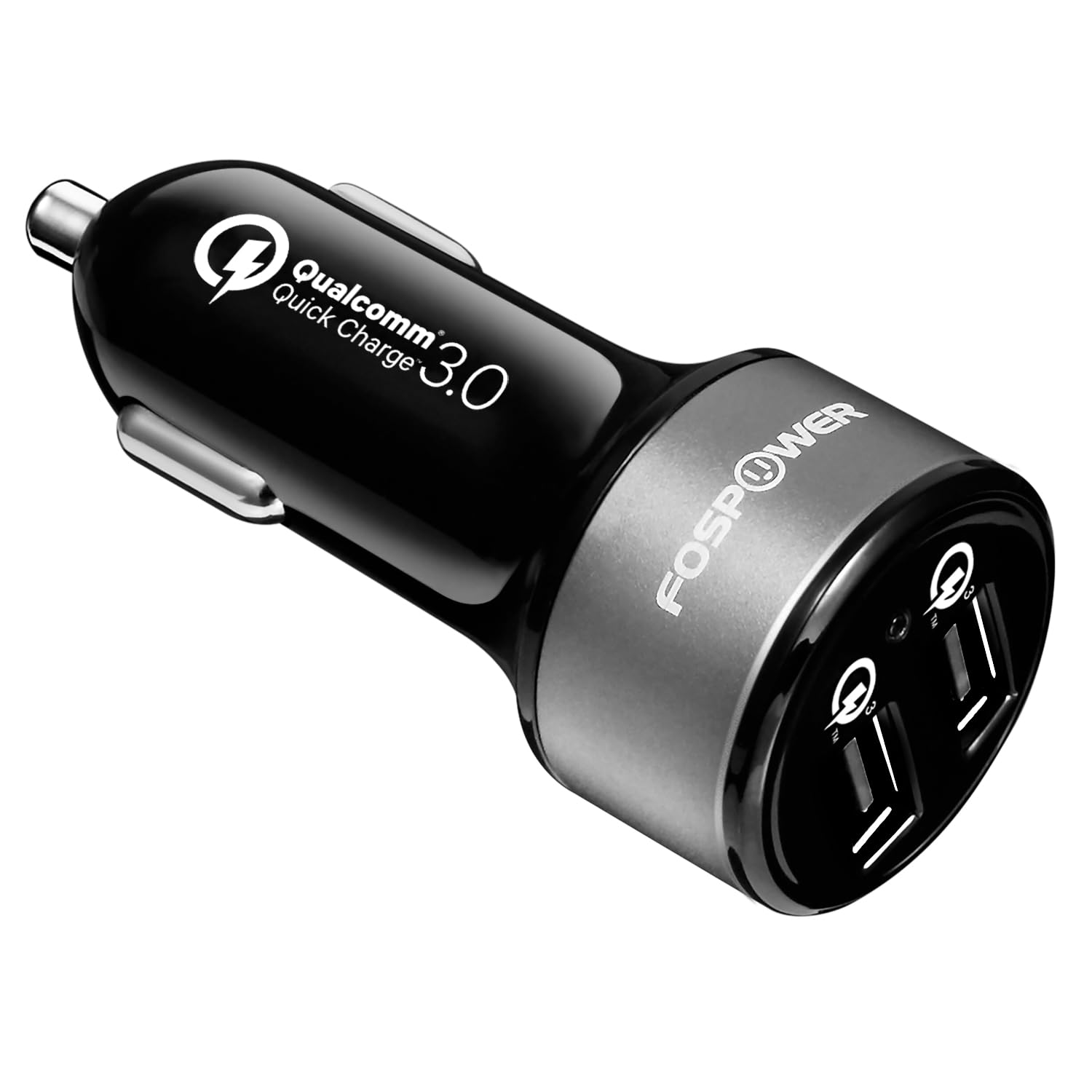 FosPower USB Car Charger UL Listed 36W Fast Charging Qualcomm 3.0 Quick Charge Dual USB Smart Ports with LED Light Compatible with iPhone 14 Pro Max, Google Pixel 6, Samsung Galaxy S22, and More