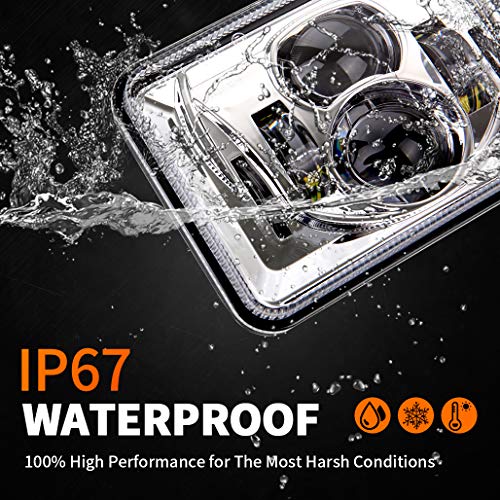 image for Z-OFFROAD 4pcs 60W Rectangular 4x6 Led Headlights Dot Approved H4656 H