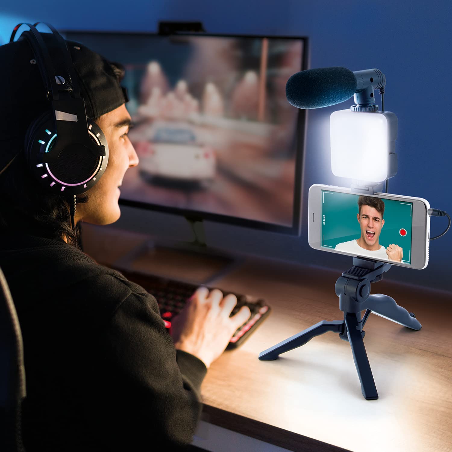 Canal Toys New Studio Creator Podcast & Vlogging Kit – Record Your own podcasts and Vlogs Like Your Favorite influencers! Fold-up Tripod, LED Light & Microphone. Ages 8+