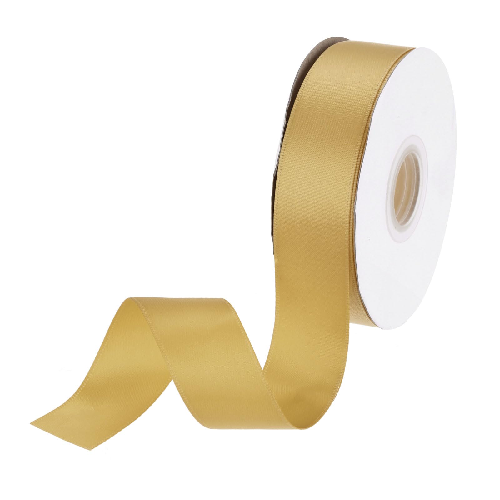 DMiotech 25mm Satin Ribbon 23m/75ft Thin Double Face Fabric Grosgrain Ribbon for Gift Wrapping Floral Hair Flower Bouquet, Dark Yellow