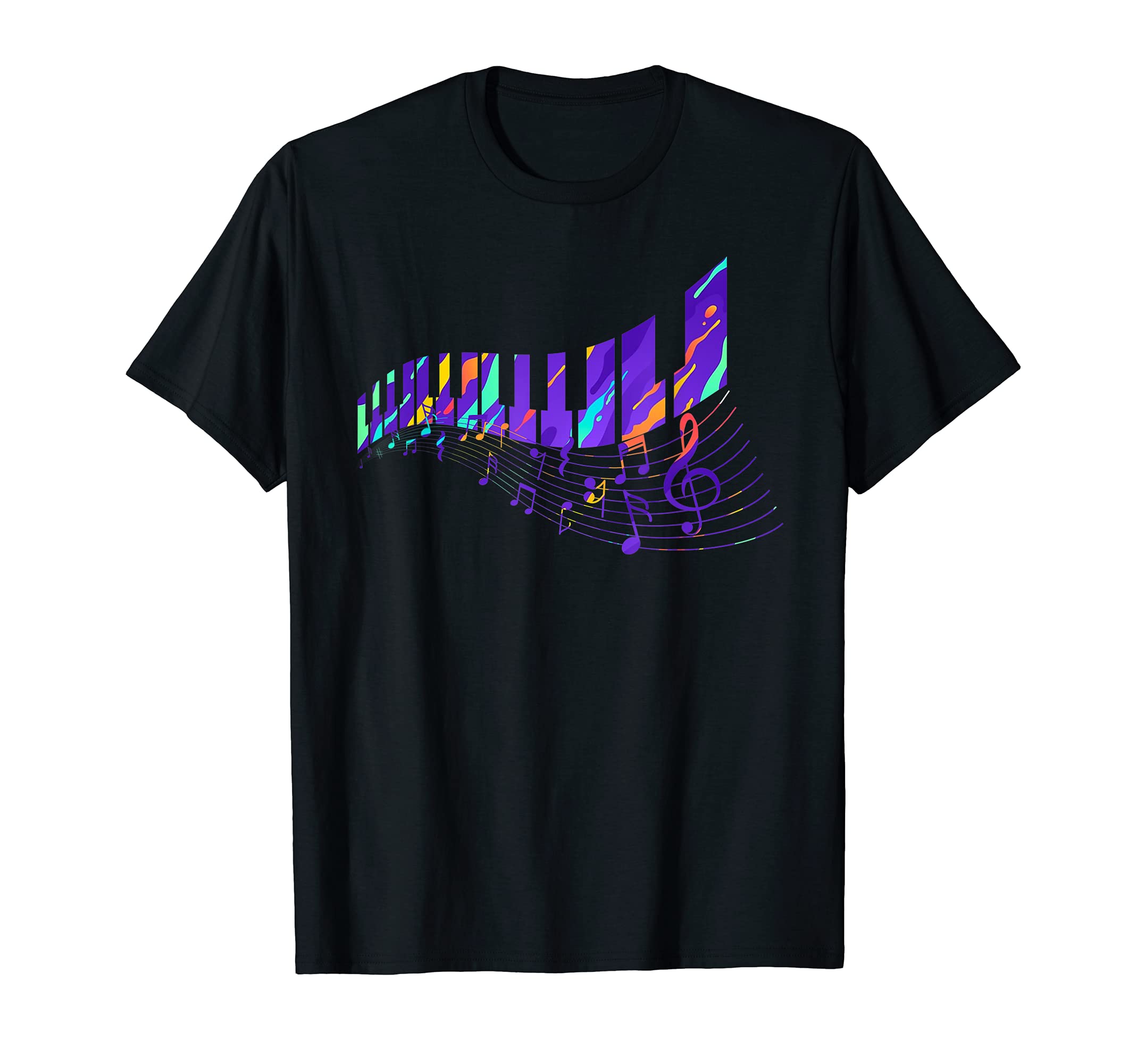 Colorful Music Notes Pianist Musician Keyboard Piano T-Shirt