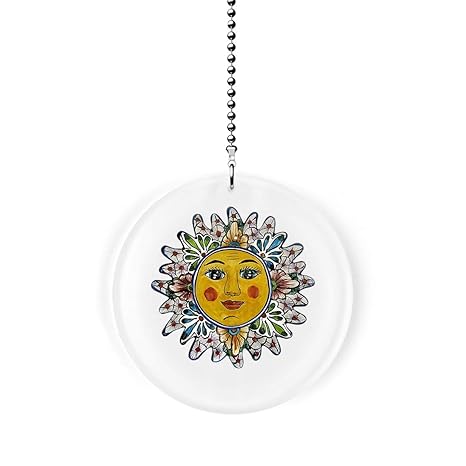 Mexican Talavera Design Pastel Sun Fan Light Pull Ceiling Fan