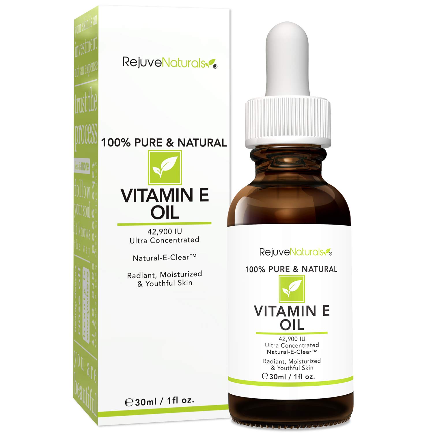Vitamin E Oil - 100% Pure & Natural, 42,900 IU. Visibly Reduce the Look of Scars, Stretch Marks, Dark Spots & Wrinkles for Moisturized & Youthful Skin. d-alpha tocopherol (1 Fl. Oz): Beauty