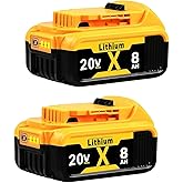 Replacement for Dewalt 20V MAX Battery 8.0Ah 2-Pack - High-Capacity Lithium Batteries Compatible with DCB208, DCB200, DCB206,