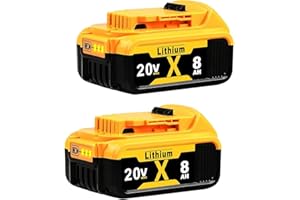 Replacement for Dewalt 20V MAX Battery 8.0Ah 2-Pack - High-Capacity Lithium Batteries Compatible with DCB208, DCB200, DCB206,