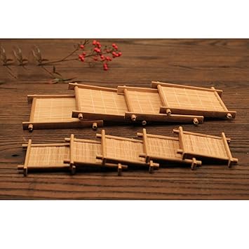 FLAMEER 6 x Bambus Untersetzer für Getränke, Gläser, Flaschen - Hölzern, 13x13cm