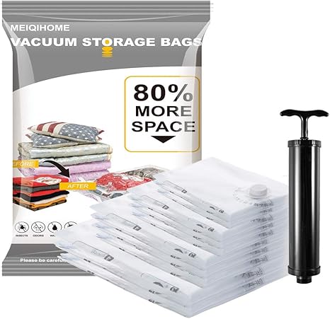 Amazon Meiqihome ふとん圧縮袋 布団圧縮袋 10枚組 130 100cm 2枚 100 80cm 3枚 80 60cm 3枚 70 50cm 2枚 手動ポンプ付き 掃除機対応 防塵防湿 虫 臭い カビ ダニ対策 衣類 圧縮袋 布団 収納 引越し 衣替え 出張 旅行 真空パック 圧縮袋 オンライン通販