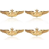 Apoukmty 4Pcs Wings Pin Gold Wing Pilot Air Force Senior Pilot Wing Badge