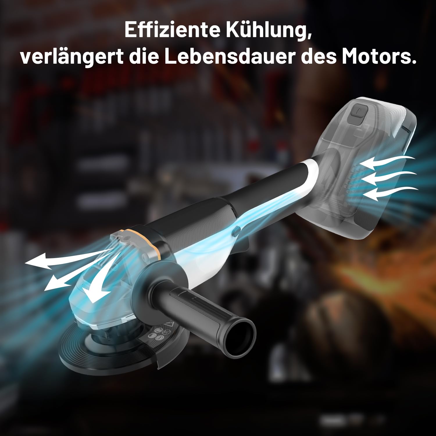 Litheli 20V Akku Winkelschleifer 125mm, 8500 U/min mit 4.0Ah Akku & bürstenlosem Motor, Drehzahlregelung zum Schneiden, Schleifen, Polieren, Entrosten, Kabellos für Metall, Stein, Holz 5