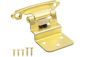 DONANIM Brass Gold Cabinet Hinges for Kitchen Cabinet Door, 6 Pack (3 Pairs) 3/8" Inset Self Closing Cabinets Hardware