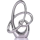 XIYOUQI 11in Silver Ceramic Statue – Modern Abstract Art Figurine for Home Decor Accents, Tabletop Centerpiece for Dining Roo