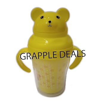 GRAPPLE DEALS Premium Baby Two Handle Straw Sippy Teddy Cup (Any Color) (1 Pcs)