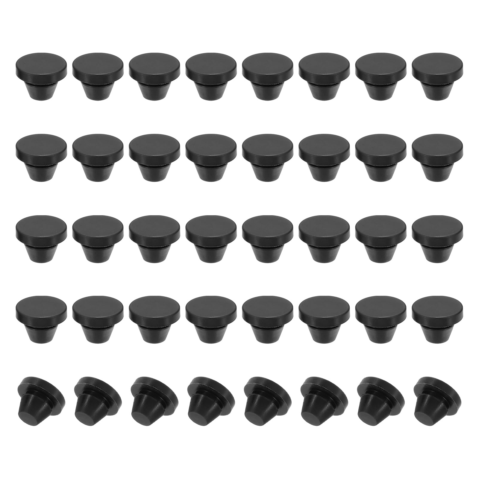PATIKIL 8mm Diameter Silicone Hole Plug, 40 Pcs Round Snap in Type Locking Furniture Button Protective Cover Cap Head Fit for 8-8.5mm Hole for Seal Bulkhead Cylinder Hole, Black