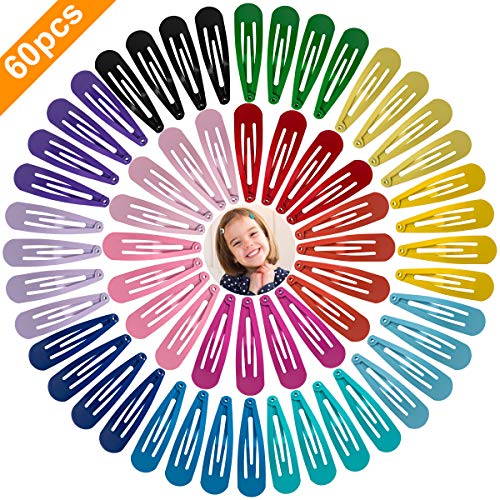 BetyBedy 60 Pcs Hair Barrettes, Non-Slip Hair Clips, 2 Inch Metal Hairpins Accessories for Toddlers, Girls, Kids, Teens, Women (15 Assorted Colors)