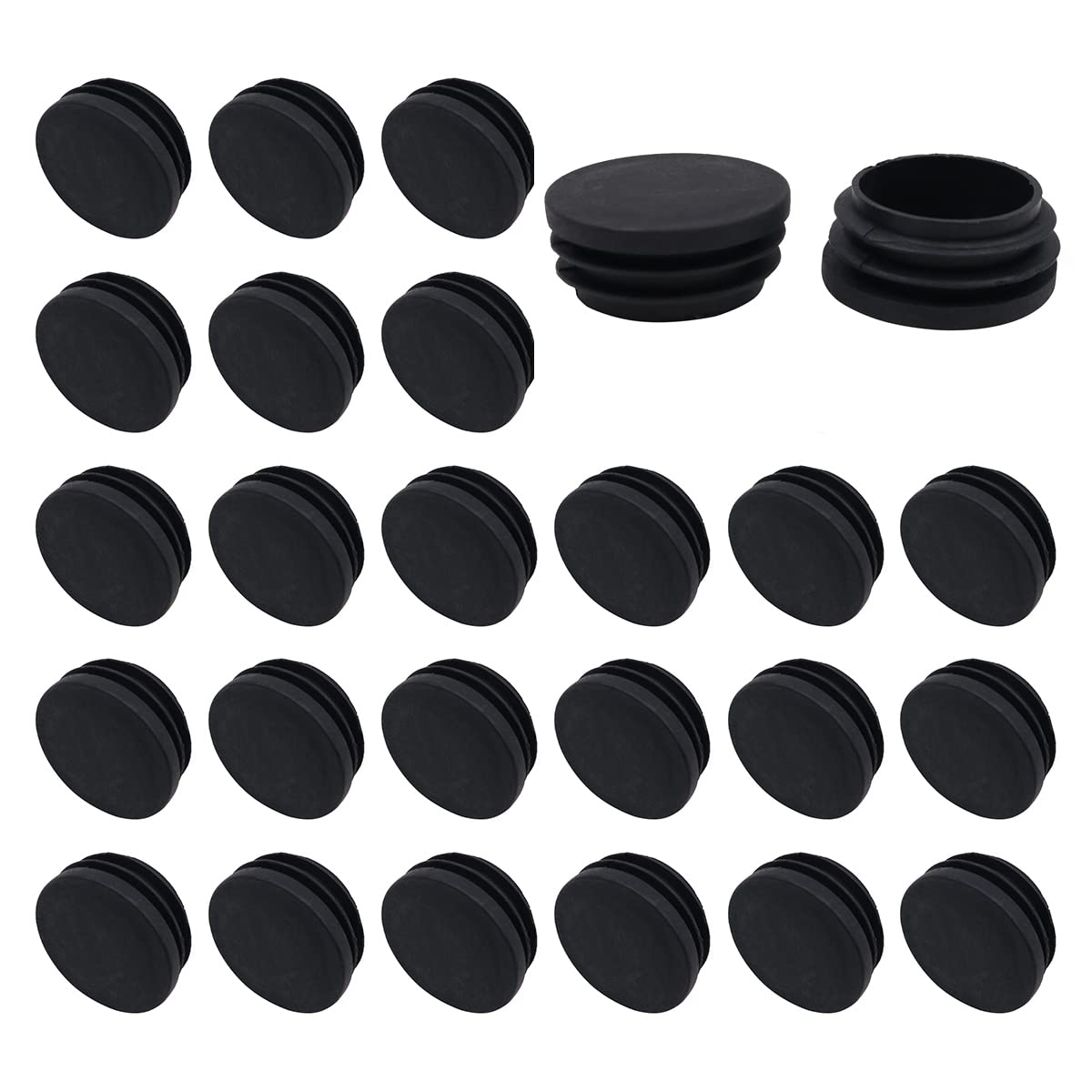 NUZAMAS 30Pcs 38mm Black Round Plastic Furniture Glide Prevention, Tube End Plugs, Chair & Table Leg Protectors