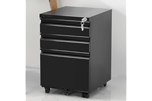 GOOGIC 3-Drawer Mobile File Cabinets Rolling Metal Filing Cabinet for Legal & Letter File Anti-tilt Design with Lock Under Desk Office Drawers Fully Assembled Except Casters Black