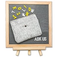 SimbaLux Changeable Felt Letter Board (10" x 10") 362 White and Yellow Plastic Letters | Emojis, Characters, Numbers | Sawtooth Wall Hanger & Table Top Stand | Incl. Storage Bag