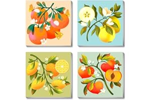 Canrichshop 4 Pack Framed DIY Paint by Numbers Kit for Adults Beginner,Fruit Oil Painting Easy Paint by Number with Canvas,Acrylic Paint Kit Arts and Crafts for Adults for Decor 8x8inch