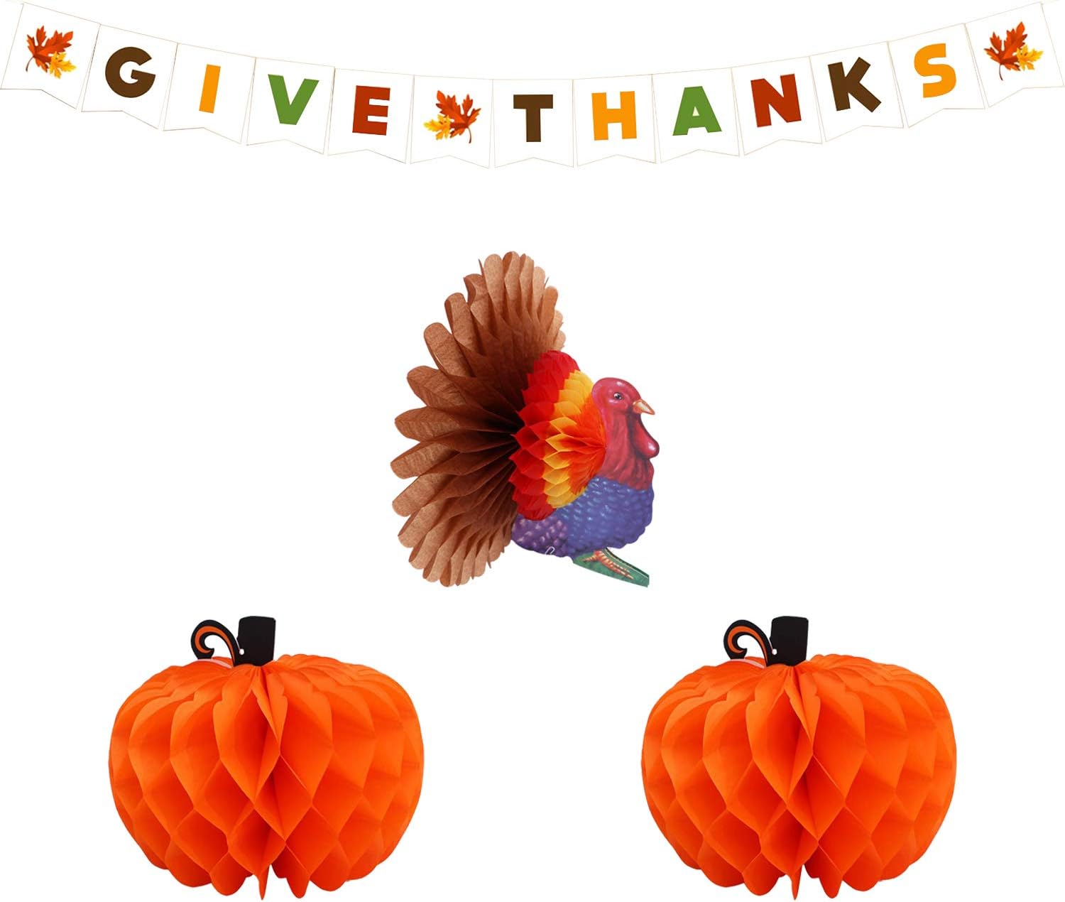 Amazon Com Turkey And Pumpkin Paper Honeycomb Give Thanks