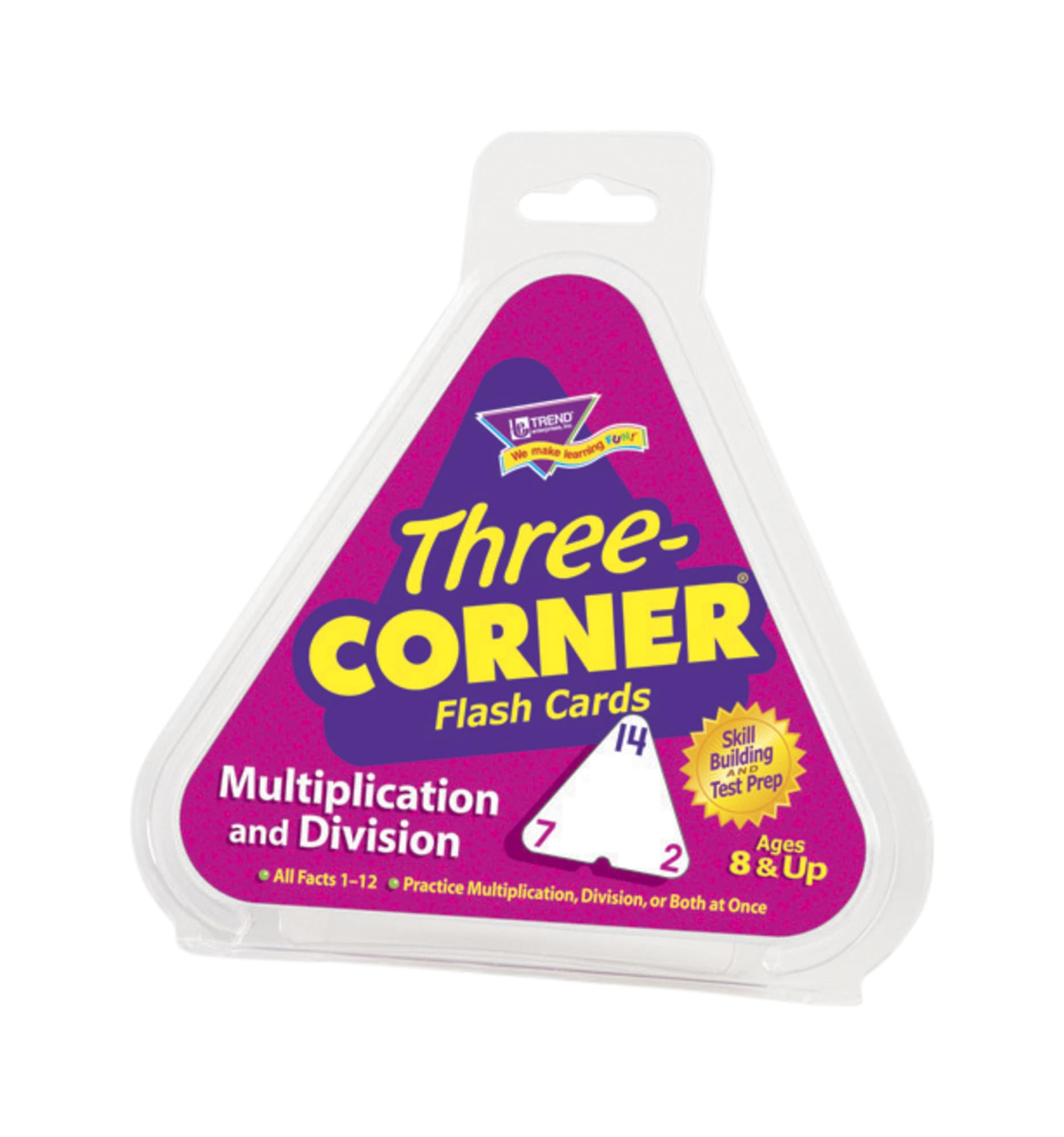 Photo 1 of Trend Enterprises: Three-Corner Multiplication and Division Flash Cards, Interactive Self-Checking Cards, Exciting Way for Everyone to Learn, 48 Two-Sided Cards Included, Ages 8 and Up