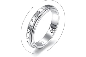 JZCOLOR 925 Sterling Silver Spinner Fidget Ring for Women: Musical Note Viking Rune Heartbeat Anxiety Stress Relieving Rotatable Ring Faith Hope Love Spinner Ring Jewelry Gift
