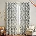 jinchan Linen Curtains for Living Room, Blue Floral Paisley Patterned Curtains 63 Inch Length, Light Filtering Ikat Drapes for Bedroom, Vintage Farmhouse Window Treatments, Grommet Top 2 Panels, Blue