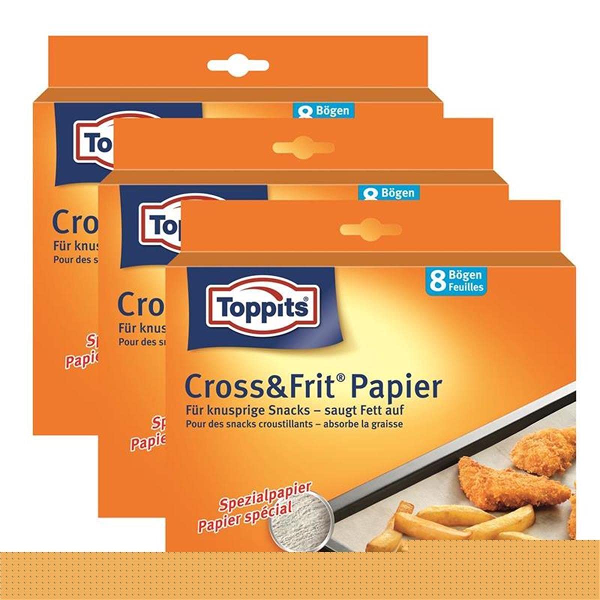 Toppits® Cross & Frit, back special paper, snack paper 8 sheets (pack of 3)