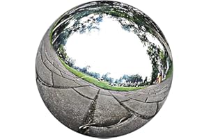 Gazing Ball Sliver Stainless Steel Globes Floating Pond Balls Mirror Polished Sphere Garden Decoration Ornament, 12cm