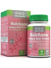 HairAnew (Unique Hair Growth Vitamins with Biotin) - Tested - For Hair, Skin & Nails - Women & Men - Addresses Vitamin Deficiencies That Could Be The Cause of Hair Loss/Lack of Regrowth * 60 VCaps