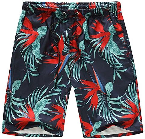 AS Men's Summer Holiday Quick-drying Beach Swimmer Red Maple Leaves Printing Swim Trunks