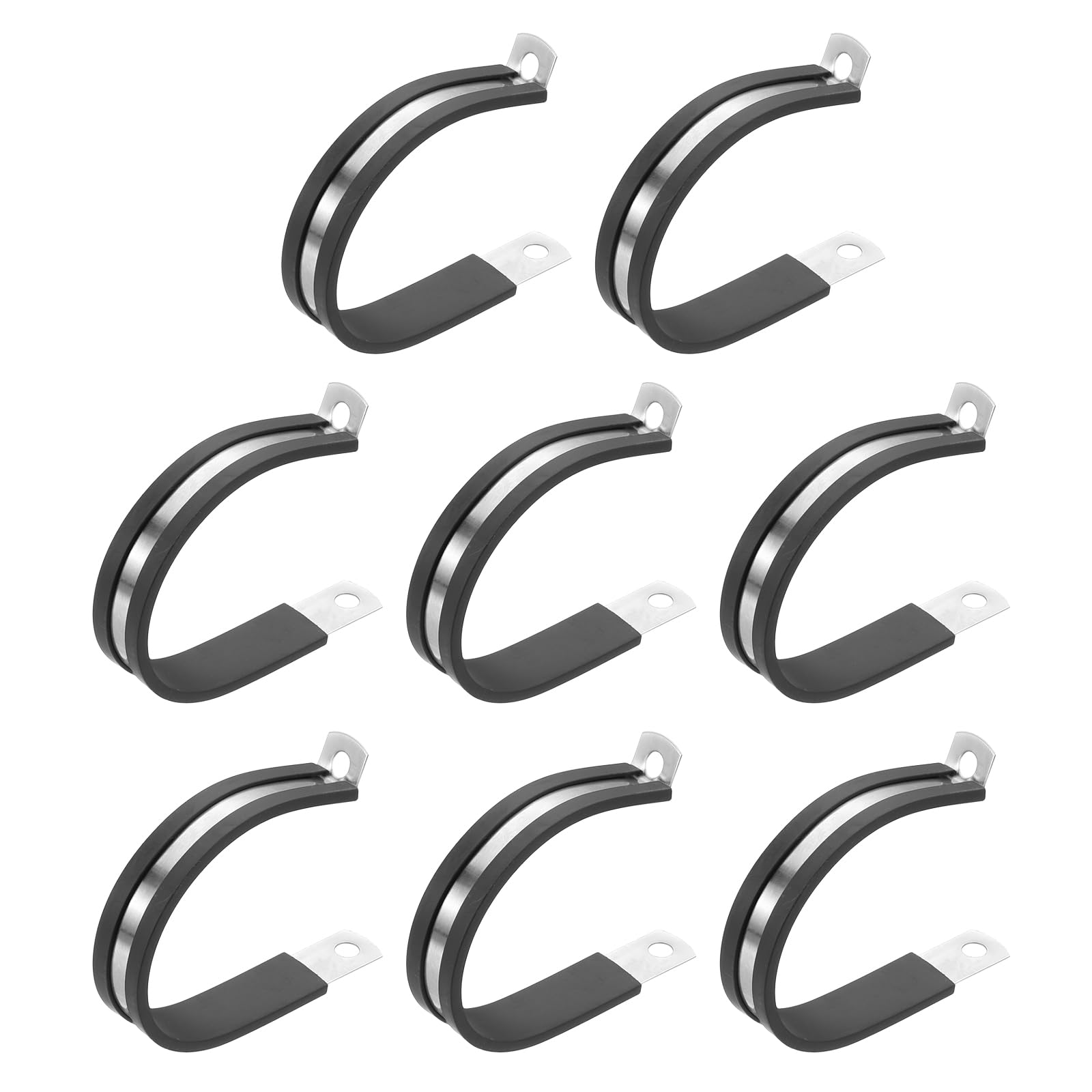 PATIKIL 1-7/8 Inch Cable Clamp, 8 Pack 304 Stainless Steel Rubber Cushioned Insulated Pipe Metal Clamp for Tube Pipe Hose Cable Wire Cord Installation