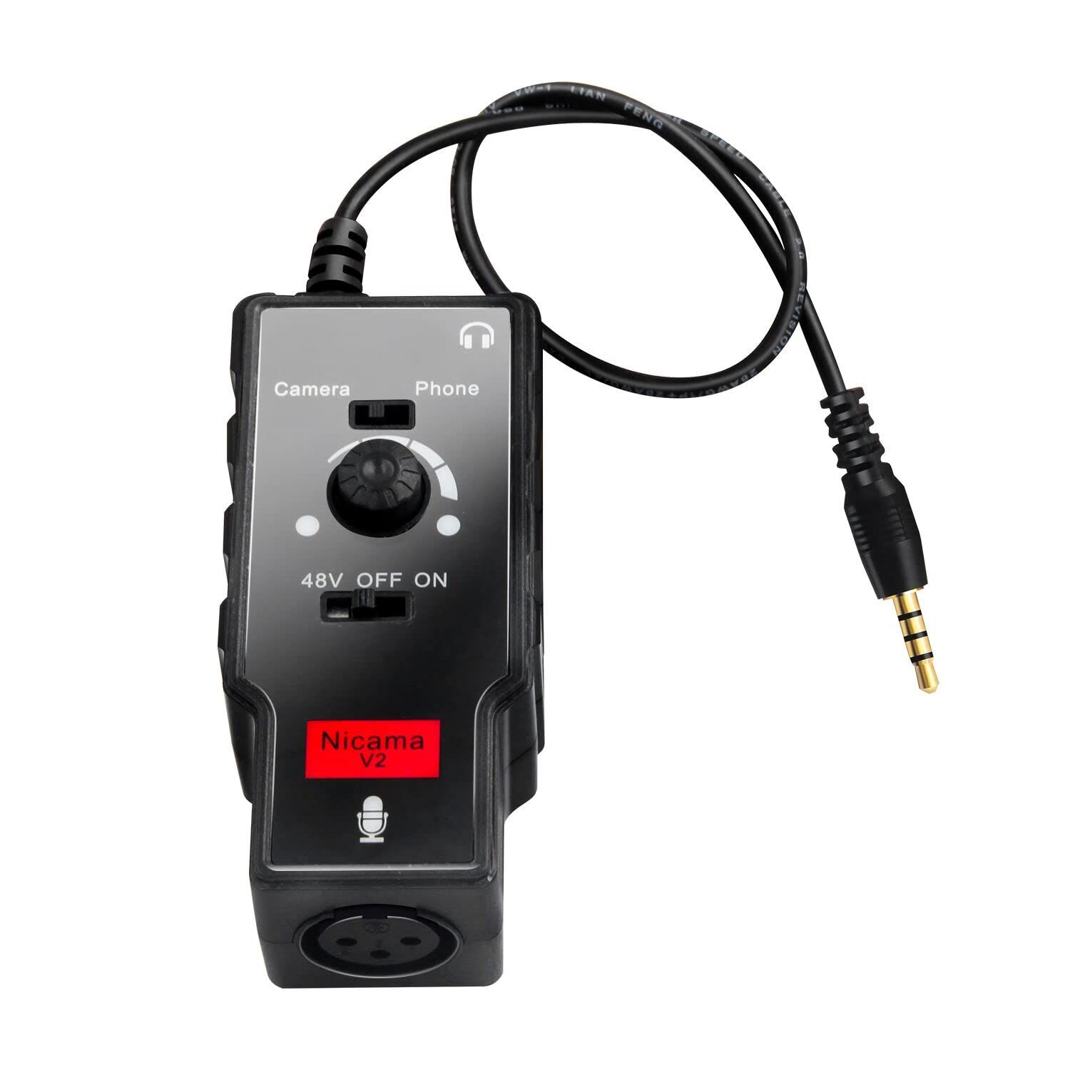 Nicama V2 XLR Female to 3.5mm TRS and TRRS Adapter Cable for Sennheiser Rode Shotgun or Condenser Microphones, Microphone Preamp for iPhone DSLR Camera Canon Nikon Sony PC