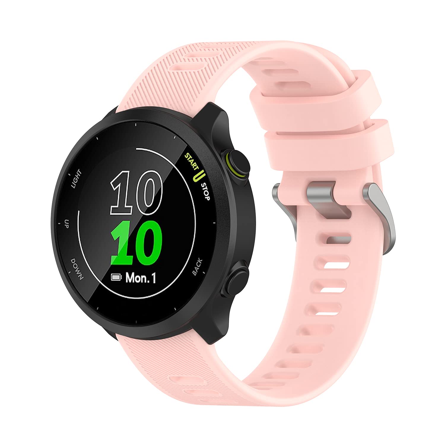 Wownadu 20mm Watch Strap Compatible for Garmin Forerunner 55/245 /165/645, Replacement Silicone Straps Pink Waterproof Sport Band for Women Men, Accessories (No Watch)