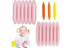 Dohia Crayon Recycling Mold Triangular 3D Crayon Silicone Mold Double Tipped Crayon Mold Durable Reusable Oven Molds for DIY Making (Pink)